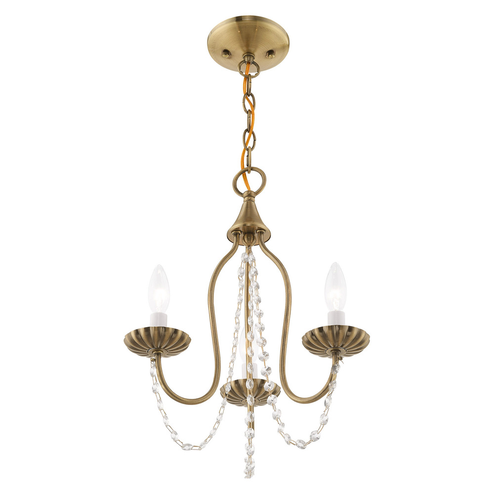 3 Lt Antique Brass Mini Chandelier