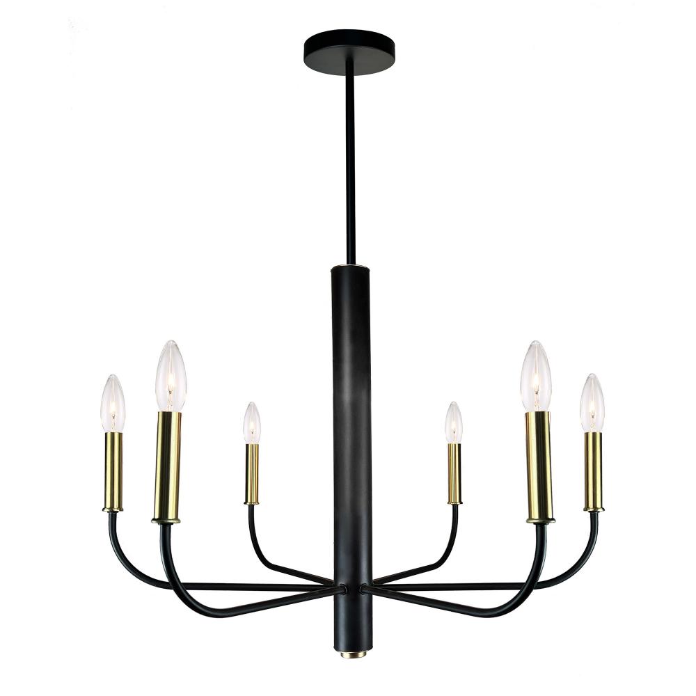 Verona 6 Light Chandelier Vintage Brass & Black