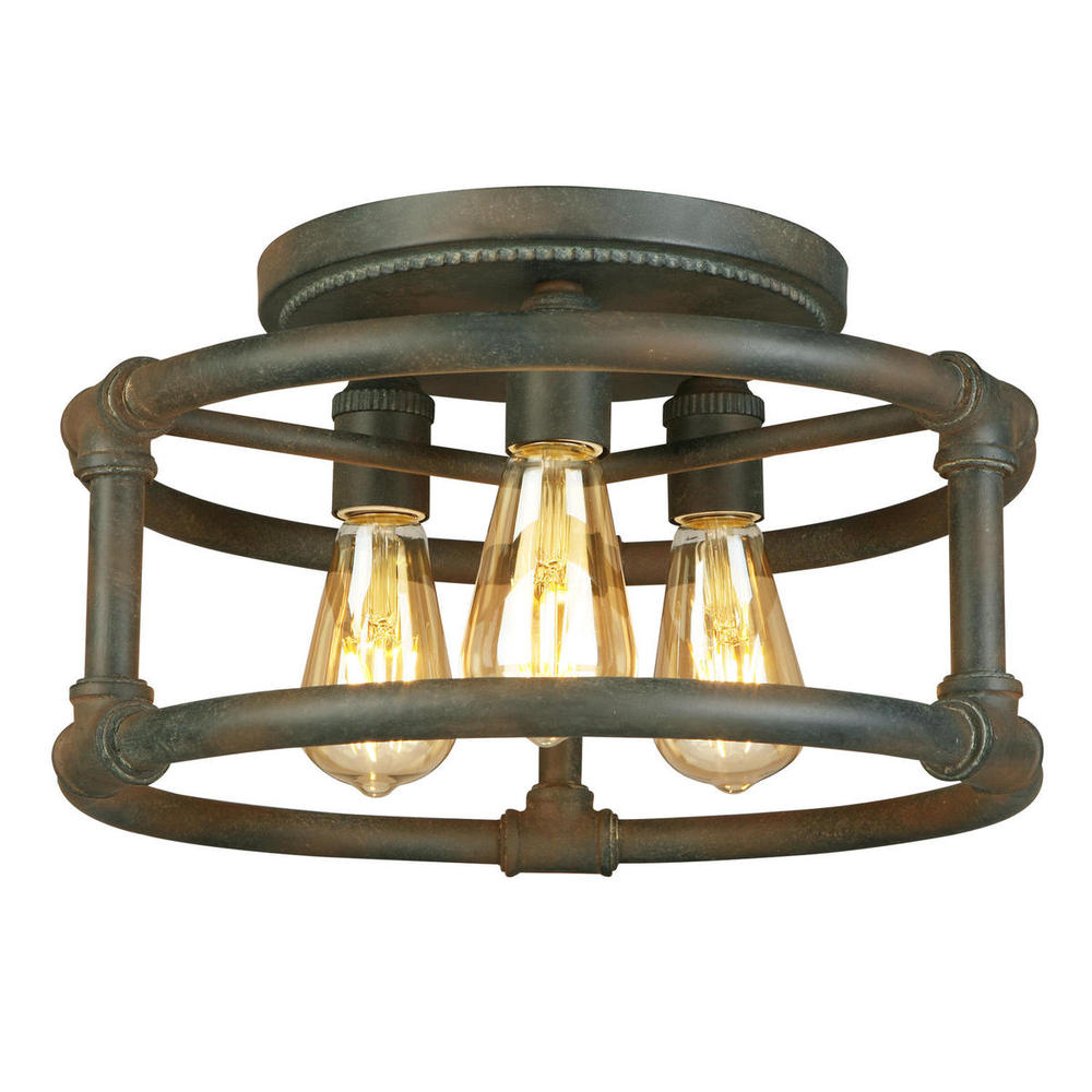 3 LT Open Bulb Ceiling Light w/ a Zinc Finish