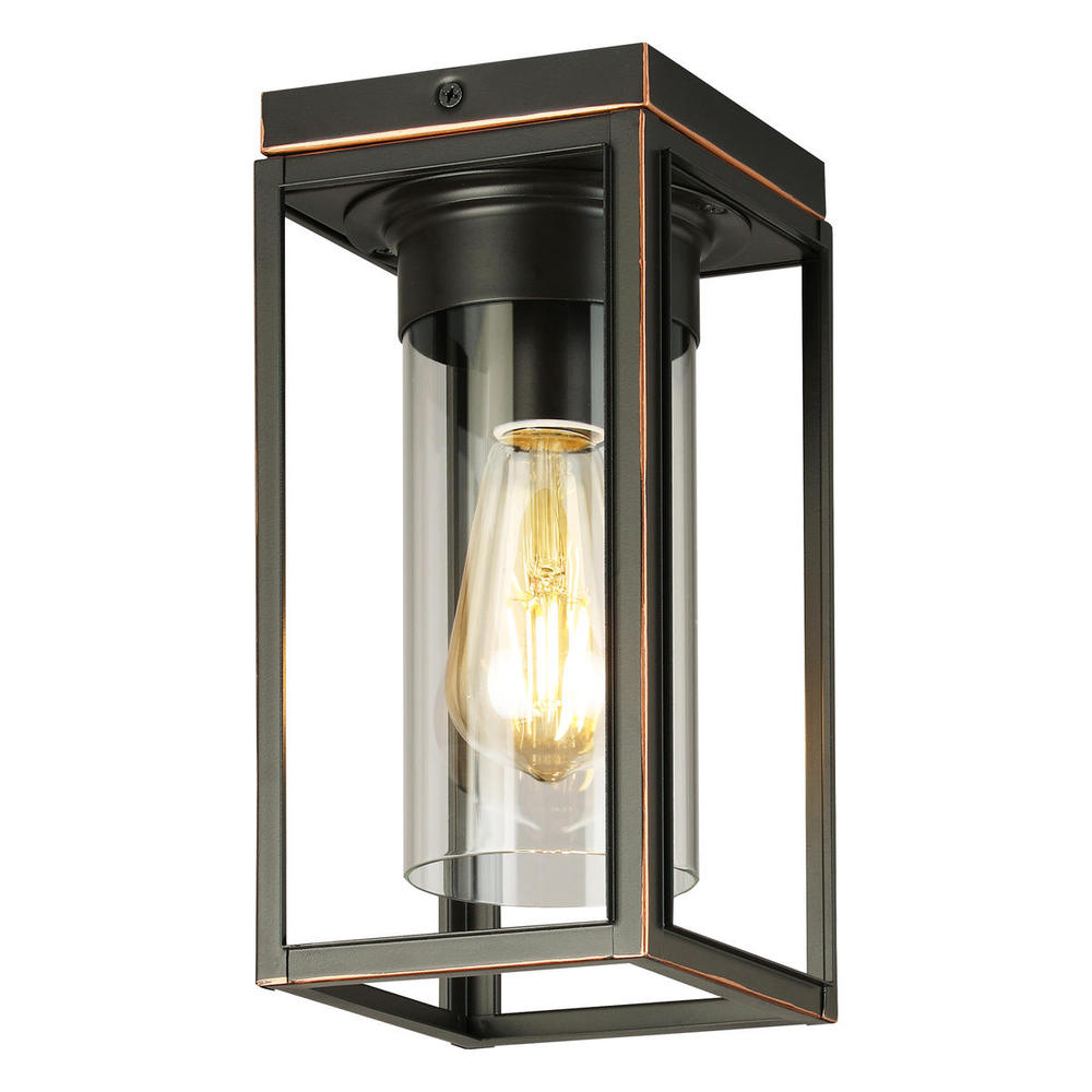 1 LT Outdoor Flush Mount w/ Oil Rubbed Bronze Finish & Clear Glass Shade