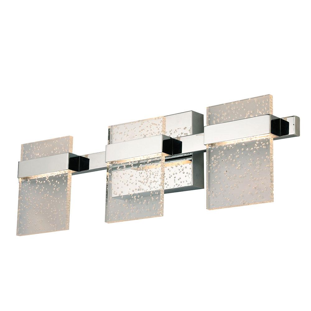 3 LT Integrated LED Bath/Vanity Light w/ Chrome Finish & Clear Seedy Acrylic Shade