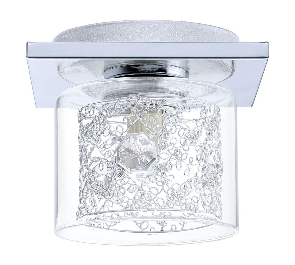 1 LT Ceiling Light w/ Chrome Finish & Clear Glass Shade Surrounding Spiral Chrome Accent