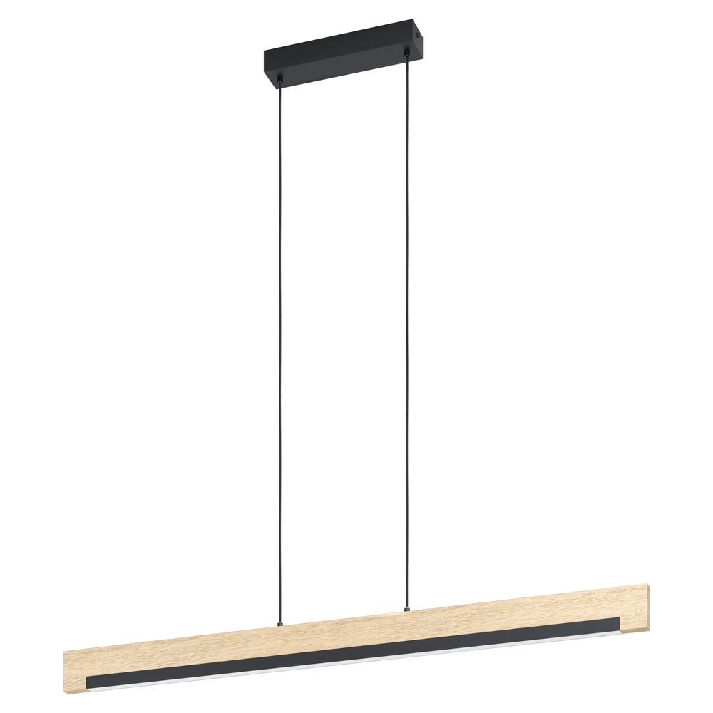 1 LT Integrated LED Linear Pendant Black & Wood Finish w/ White Diffuser