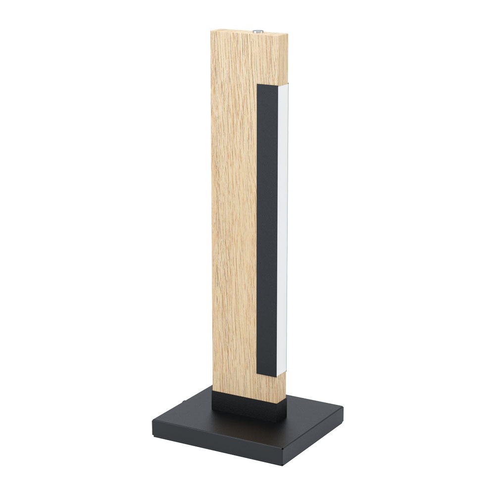 1 LT Integrated LED Table Lamp,  Black & Wood Finish w/ White Plastic Cover