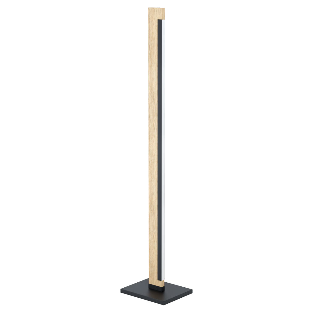 1 LT Integrated LED Floor Lamp, Black & Wood Finish w/ White Plastic Cover