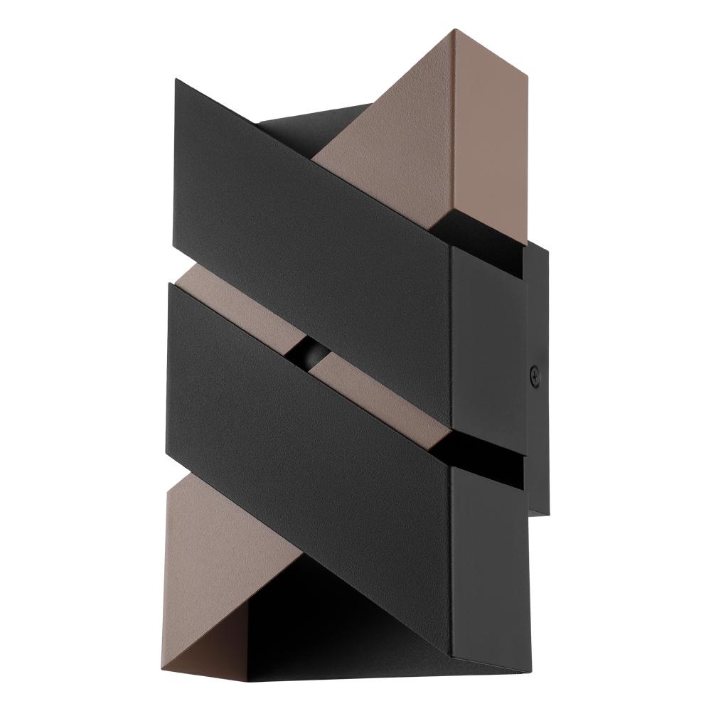 1 LT Integrated LED  Wall Light w/ Structured Black & Mocha Finish