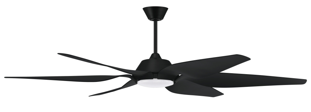 66" Ceiling Fan w/DC Motor, Blades, LED Light Kit, Damp Rated