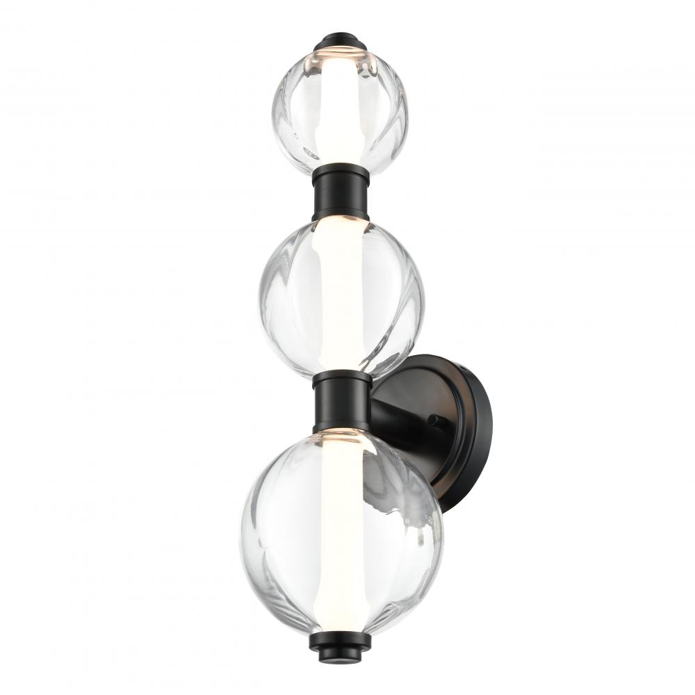 GLIMMER SCONCE, BLACK W/PUMPKIN GLASS