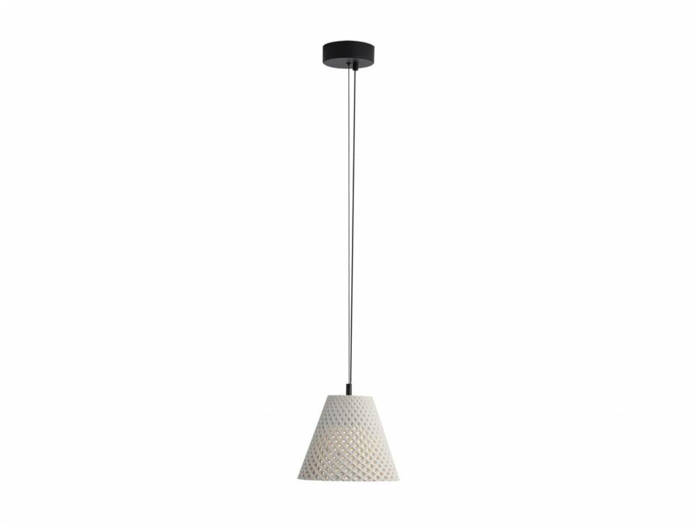 Clarus 10" LED Pendant in White Sandstone Cement