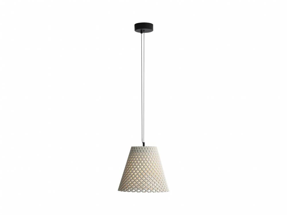 Clarus 14" LED Pendant in White Sandstone Cement