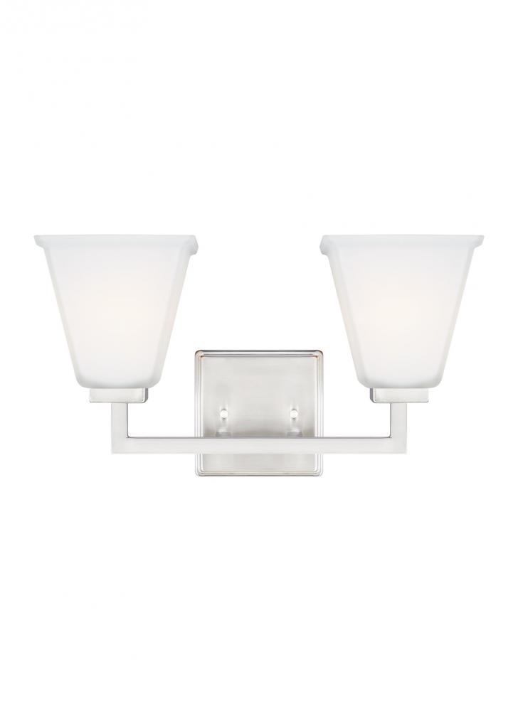 Ellis Harper classic 2-light indoor dimmable bath vanity wall sconce in brushed nickel silver finish