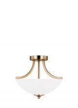 Generation Lighting 7716502-848 - Geary traditional indoor dimmable small 2-light satin brass finish semi-flush convertible pendant wi