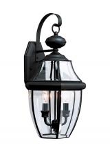 Generation Lighting 8039EN-12 - Lancaster traditional 2-light LED outdoor exterior wall lantern sconce in black finish with clear cu