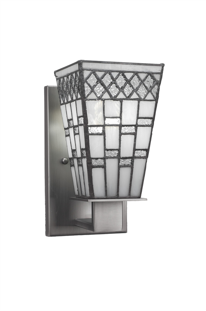 Apollo Wall Sconce Shown In Graphite Finish With 5" Square New Deco Art Glass 