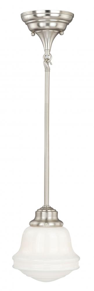 Huntley 6.25-in Mini Pendant Milk Glass Satin Nickel