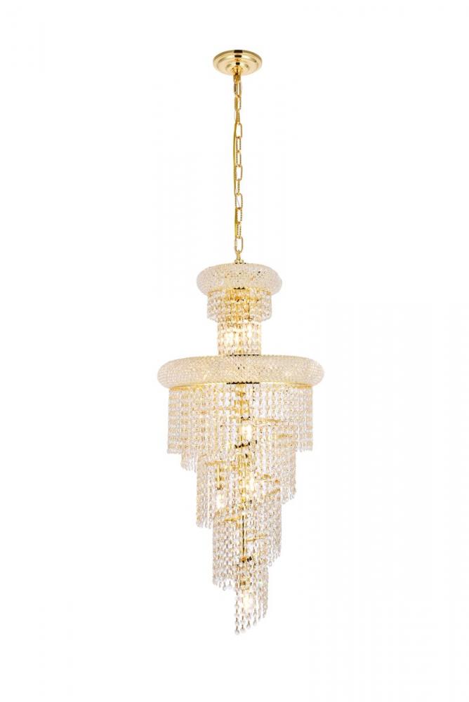 Spiral 10 light Chrome Pendant Clear Royal Cut Crystal