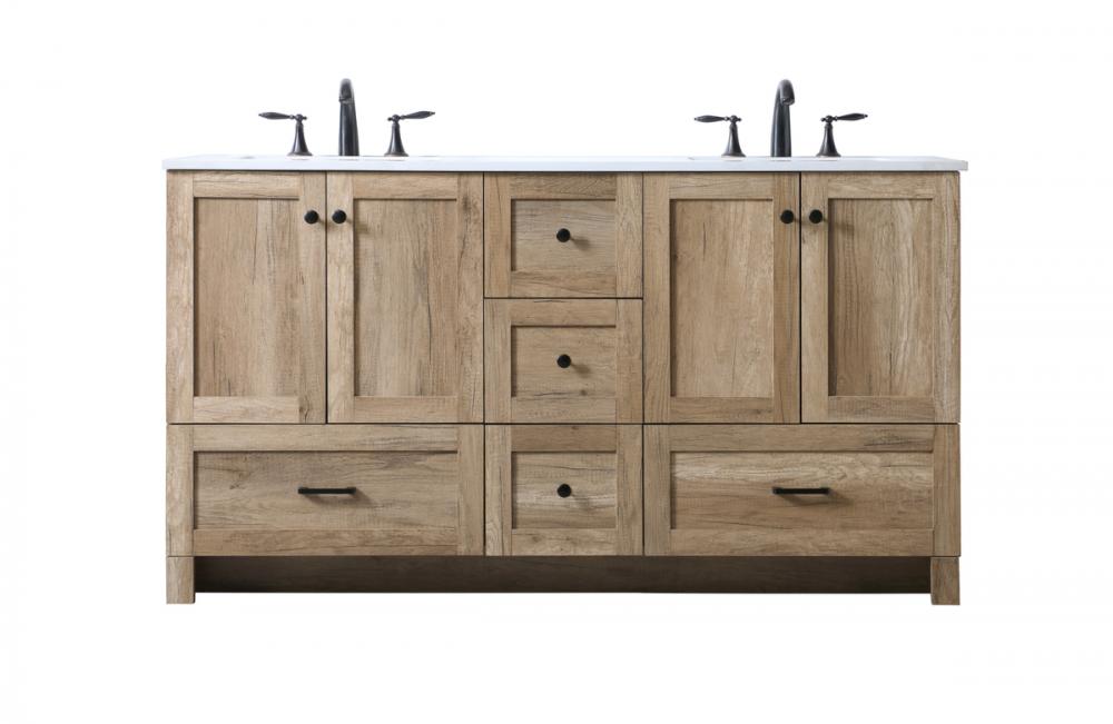 Vanity Cabinet 5Dw 4Dr 60"x19"x34" Natural Oak