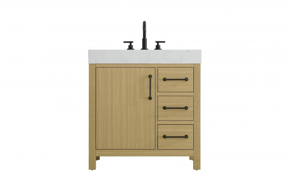 Vanity Cabinet 1DR 3DW 32"W x 22"D x 34"H Honey Brown