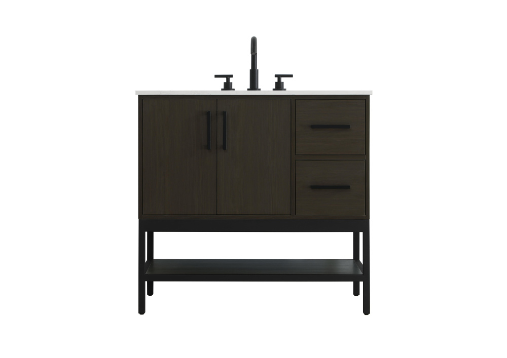 Vanity Cabinet 2Dr2Dw 36"x22"x34" Mocha Brown