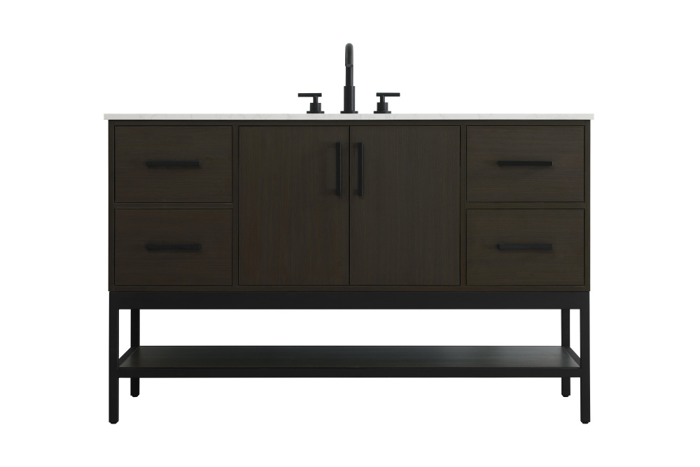 Vanity Cabinet 2Dr4Dw 54"x22"x34" Mocha Brown
