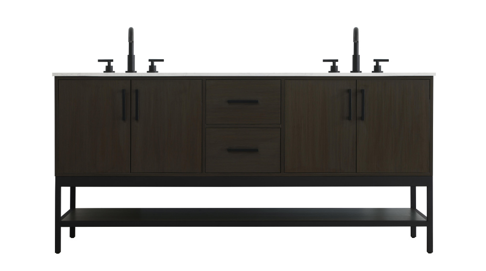 Vanity Cabinet 4Dr2Dw 72"x22"x34" Mocha Brown