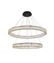 Elegant 3503D42BK - Monroe 42 Inch LED Round Double Ring Pendant in Black