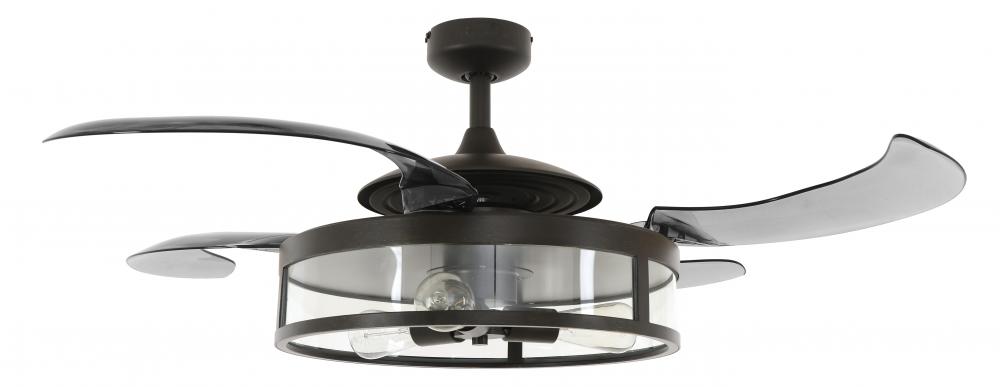 Fanaway Classic Antique Black and Smoke Retractable 4-blade 48-inch 3-light AC Ceiling Fan