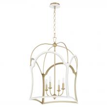 Quorum 8217-4-0880 - Tiffany 4 Light Lantern, Studio White, Aged Brass