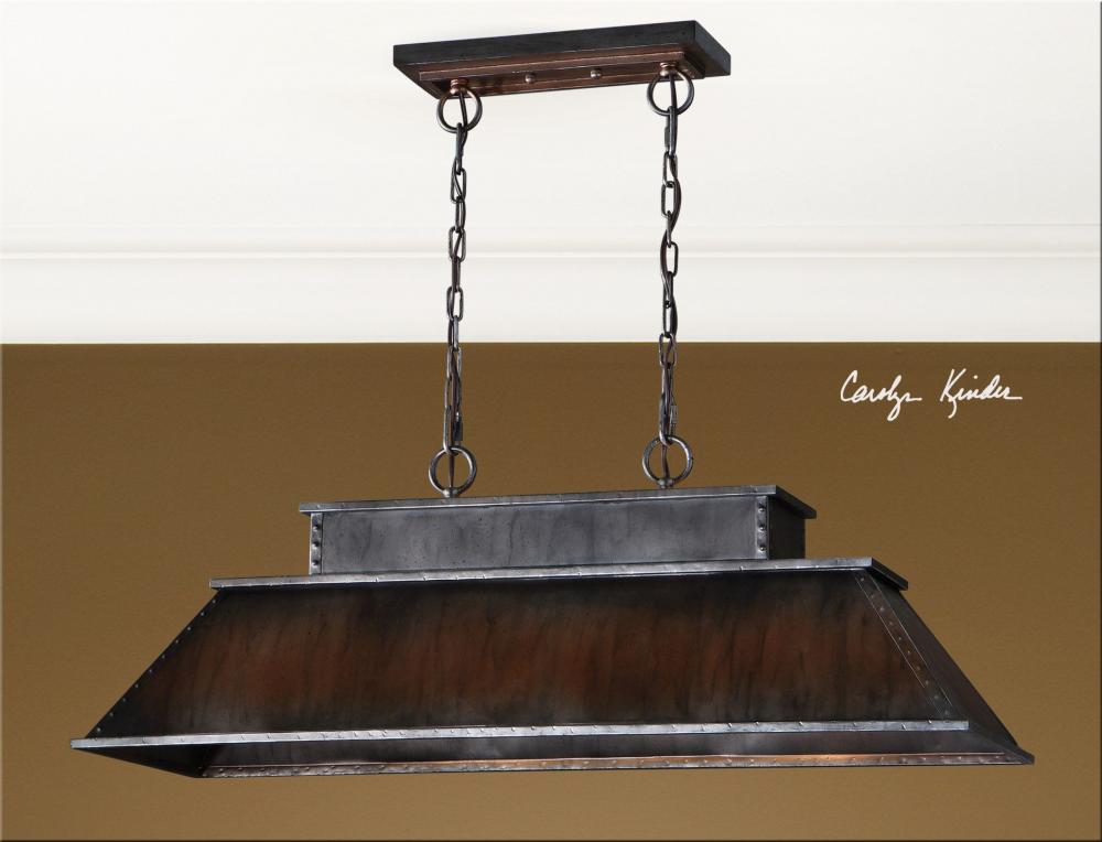 Washed Copper Pool Table Light